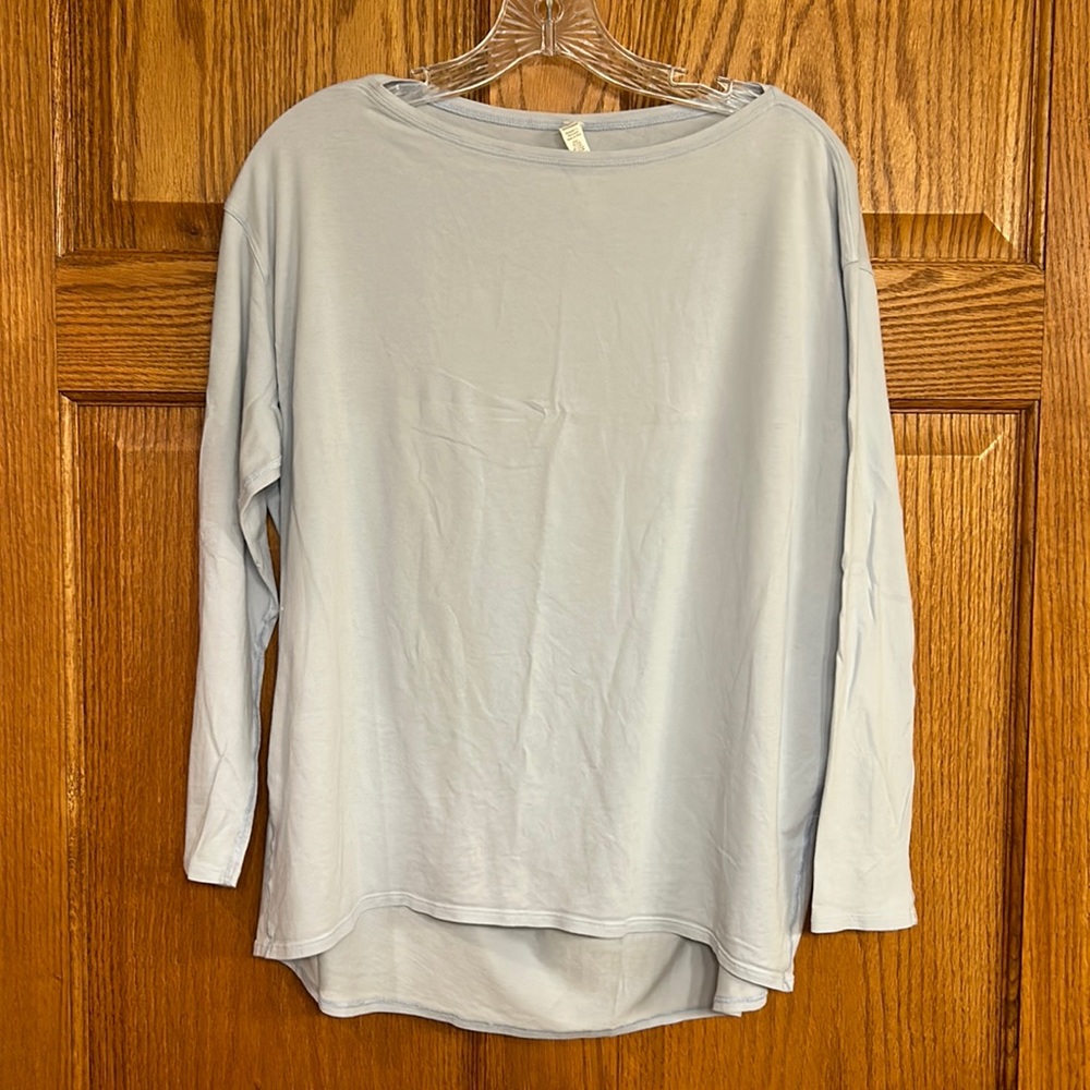 Light dusty blue Lululemon boat neck top